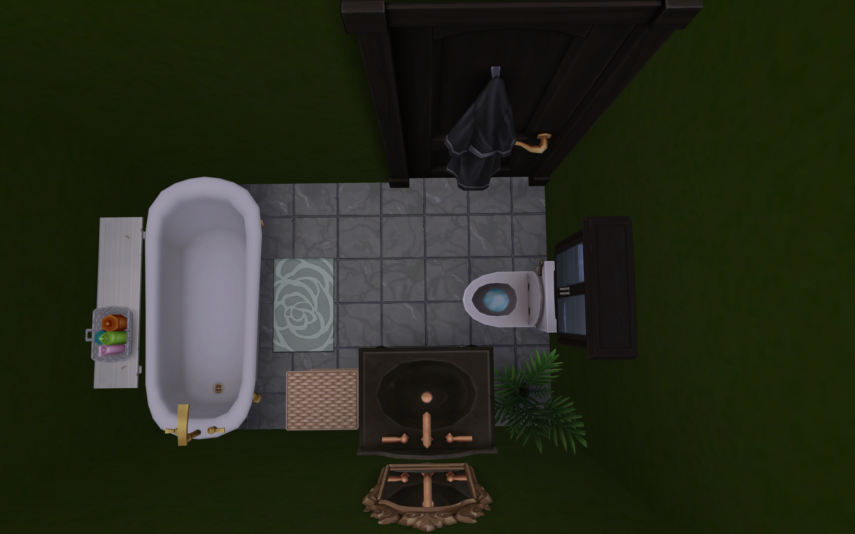 Top down view of another private bathroom