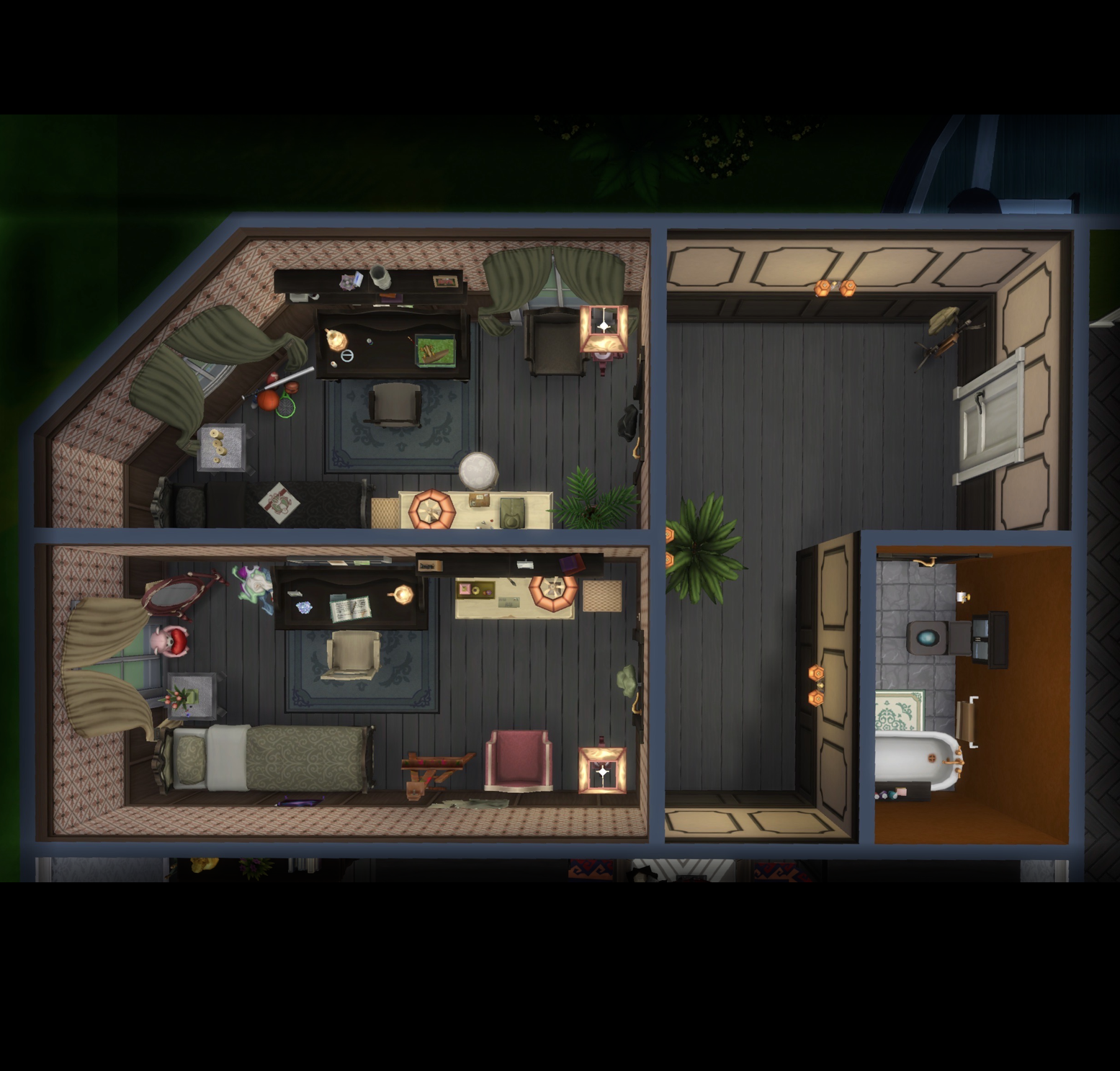 Top down view of single classic room